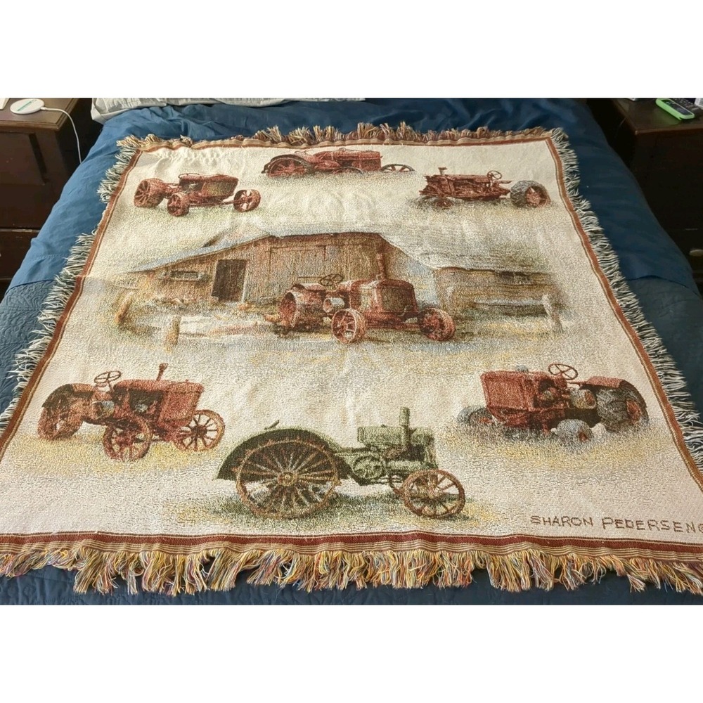 Farm Tractors 48 x 54 Tapestry Throw Blanket Sharon Pedersen Mohawk USA‎